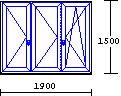 okno trojkřídlé O-O-OS 1900x1500
